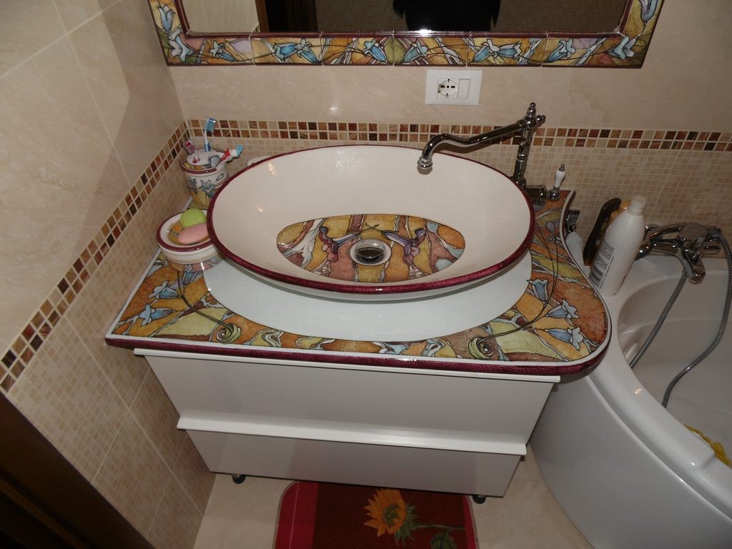  pietra lavica decorato a mano